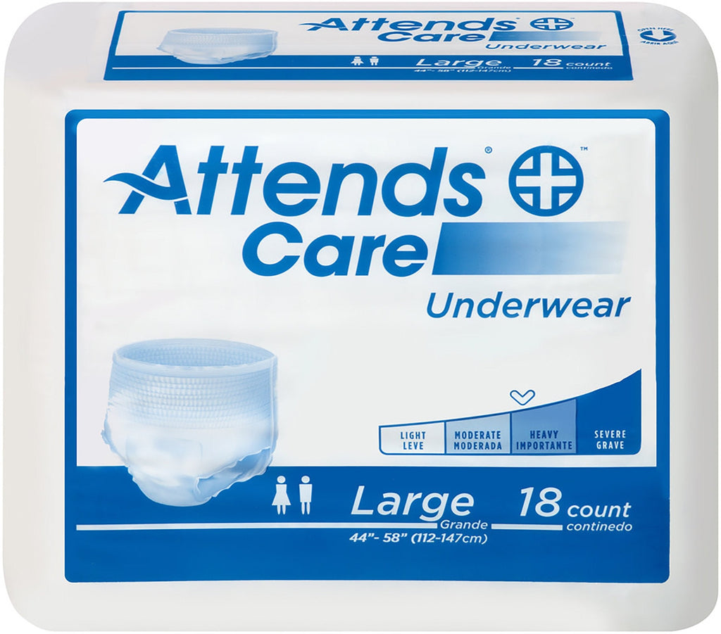AttendsÂ® Care Adult Moderate Absorbent Underwear, Large, White