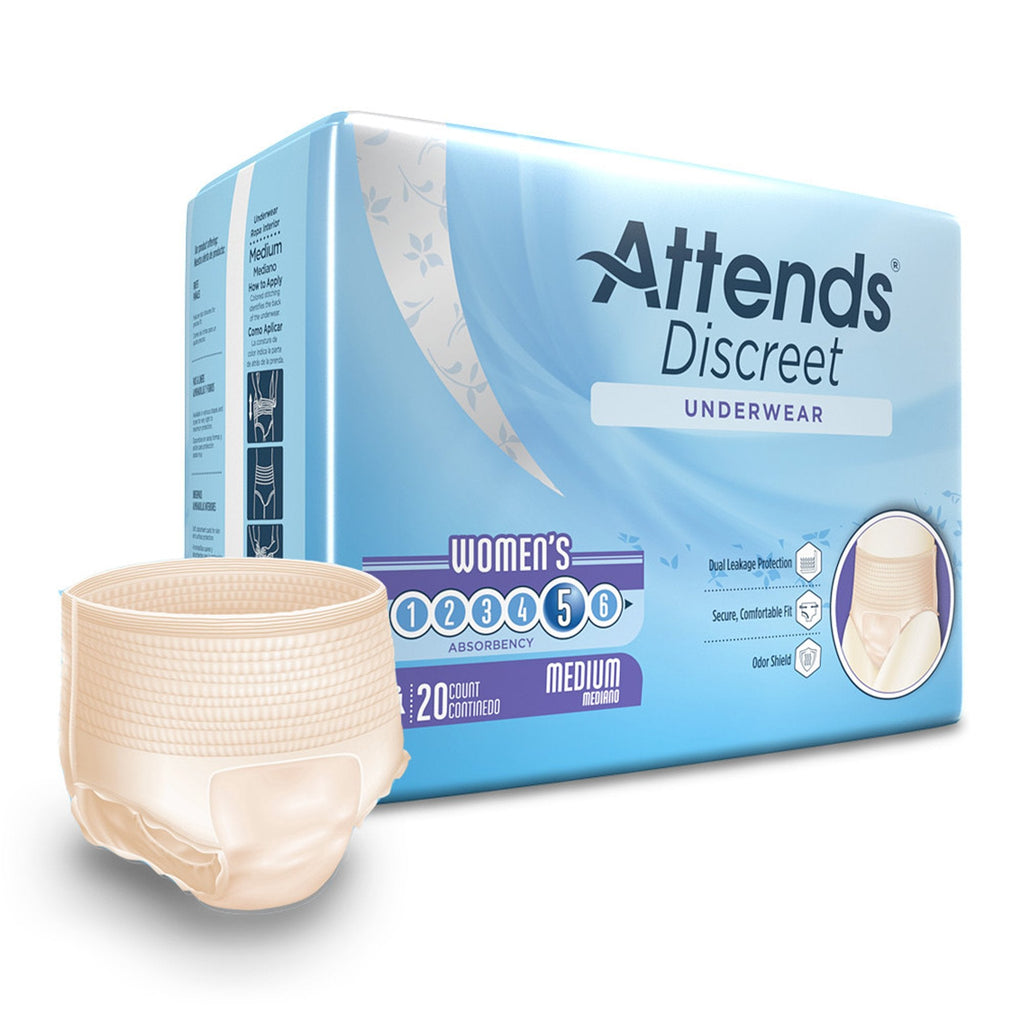 AttendsÂ® Discreet Women's Underwear, Level 5, Medium
