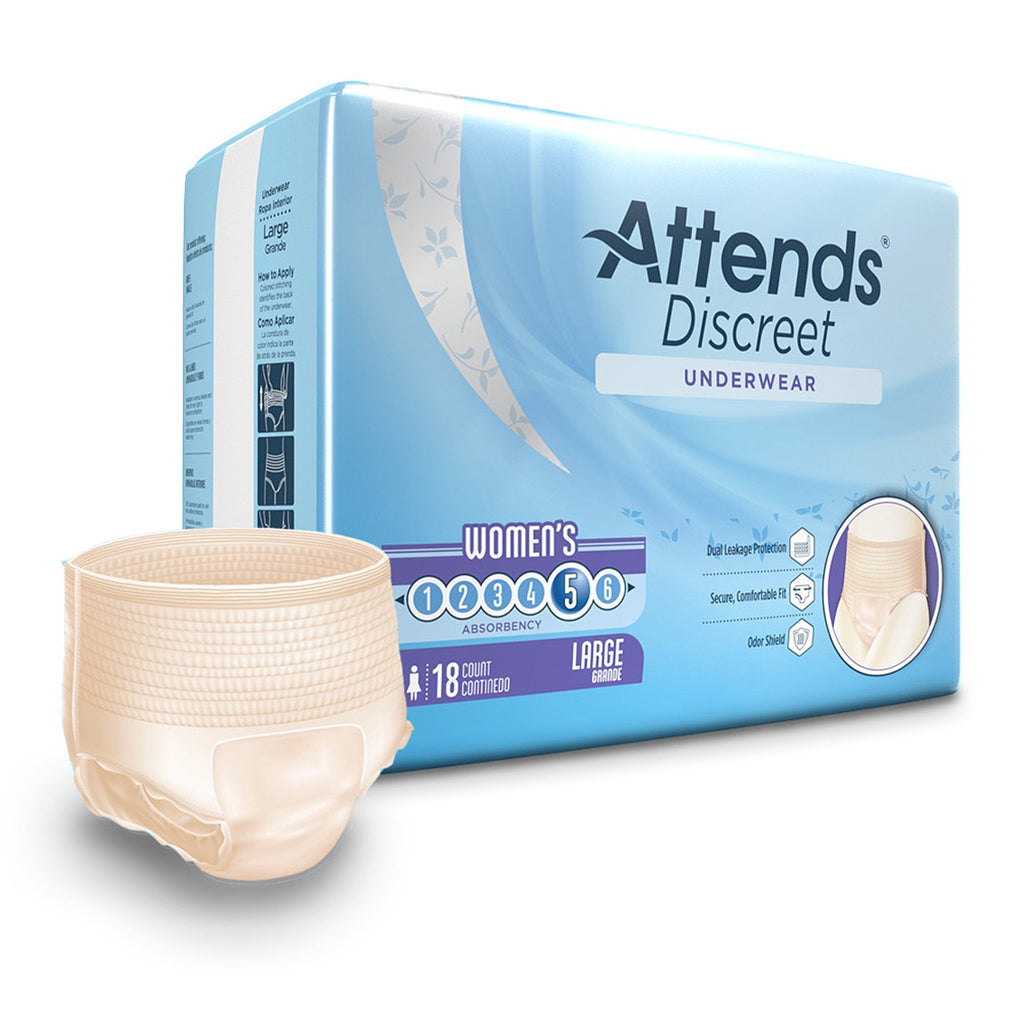 AttendsÂ® Discreet Women's Underwear, Level 5, Large