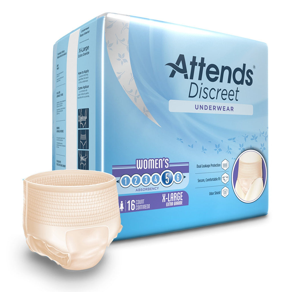 AttendsÂ® Discreet Women's Underwear, Level 5, X-Large