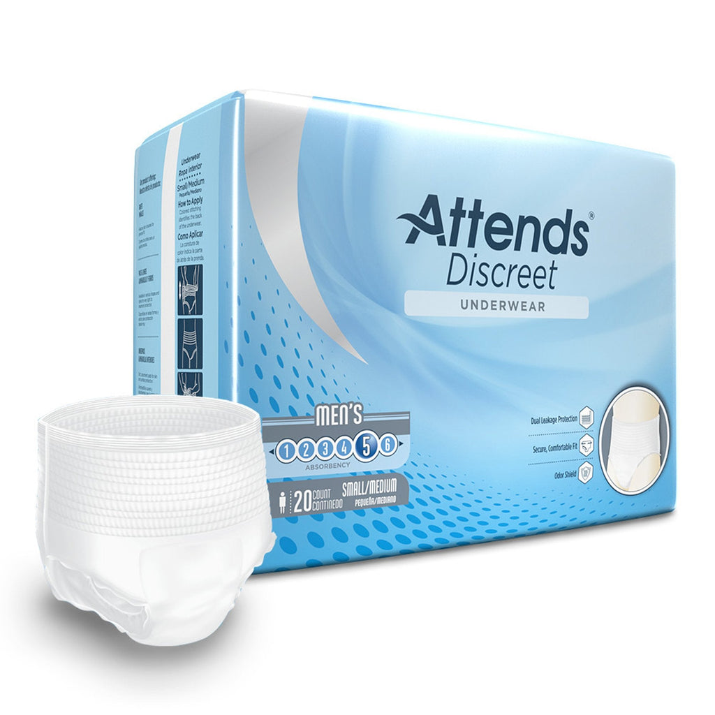 AttendsÂ® Discreet Men's Underwear, Level 5, Small / Medium