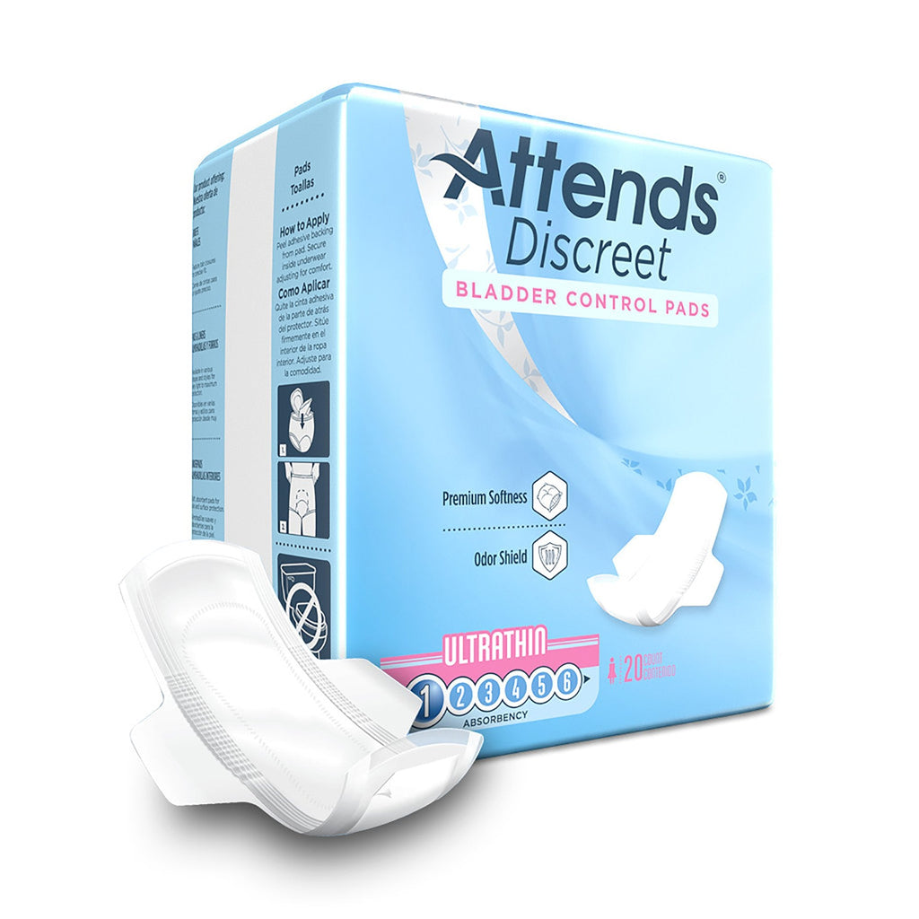 AttendsÂ® Discreet Women's Ultra Thin Bladder Control Pad, 9-Inch Length
