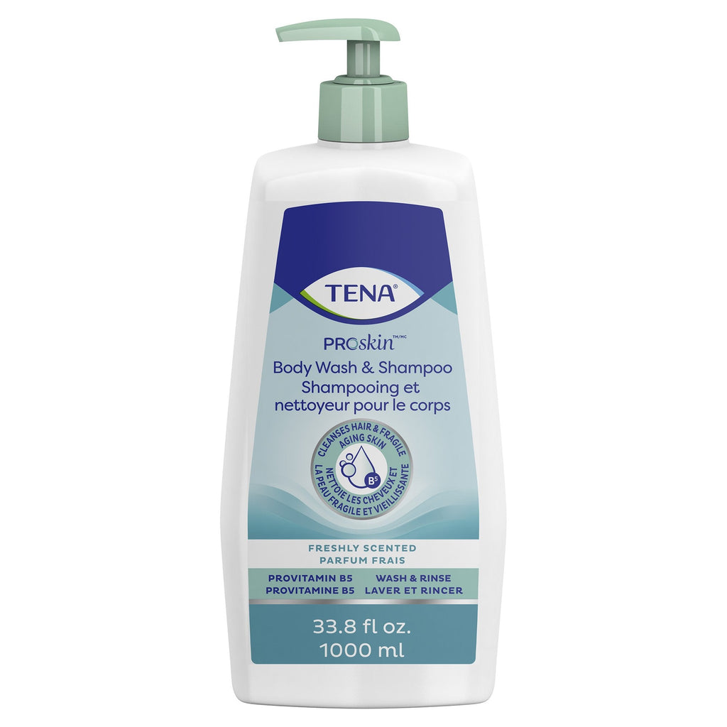 TENA Scented Shampoo and Body Wash, Pump Bottle, 1,000 mL