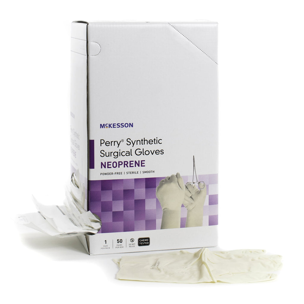 McKesson PerryÂ® Synthetic Surgical Gloves Polychloroprene Standard Cuff Length Surgical Glove, Size 5Â½, Cream