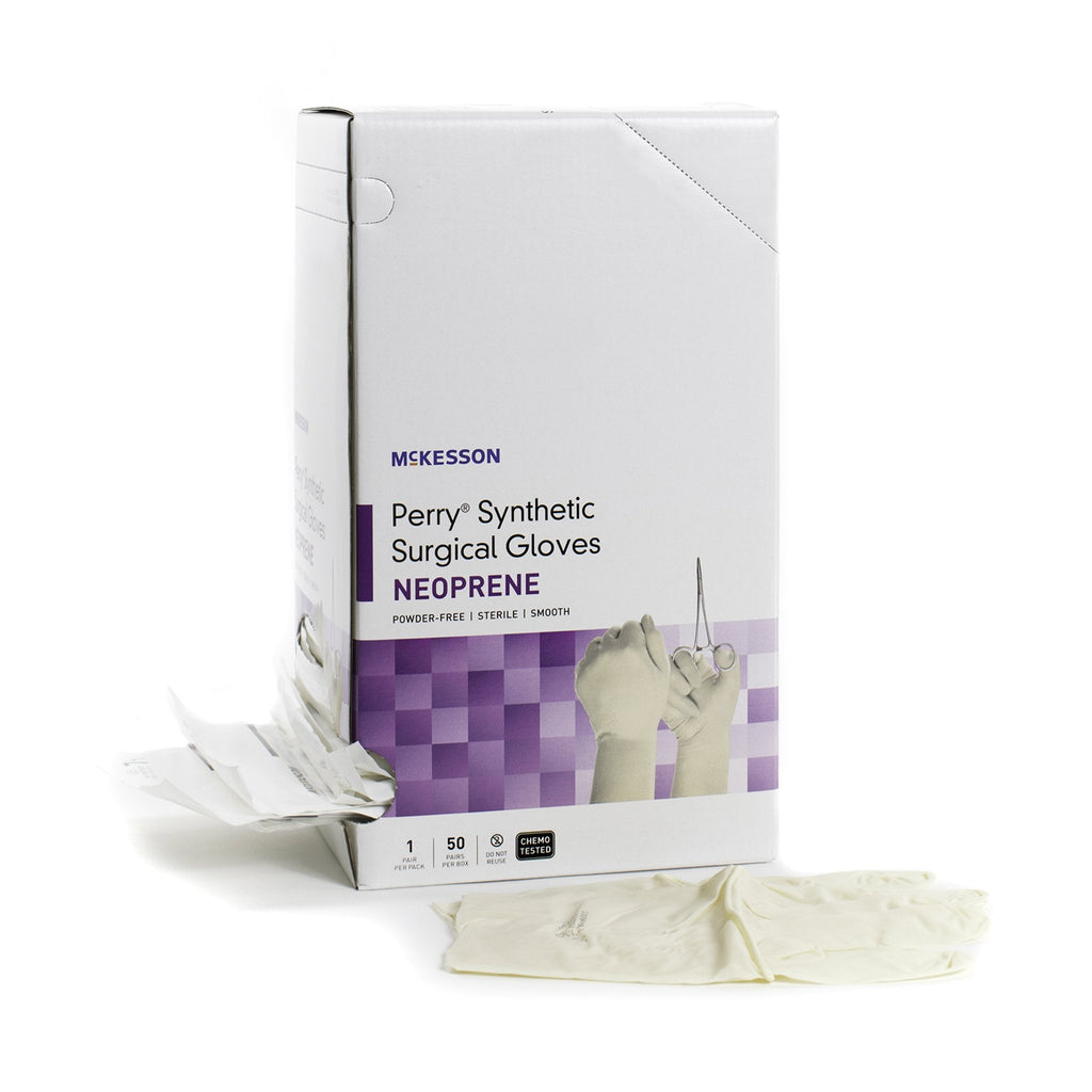 McKesson PerryÂ® Synthetic Surgical Gloves Polychloroprene Standard Cuff Length Surgical Glove, Size 8, Cream