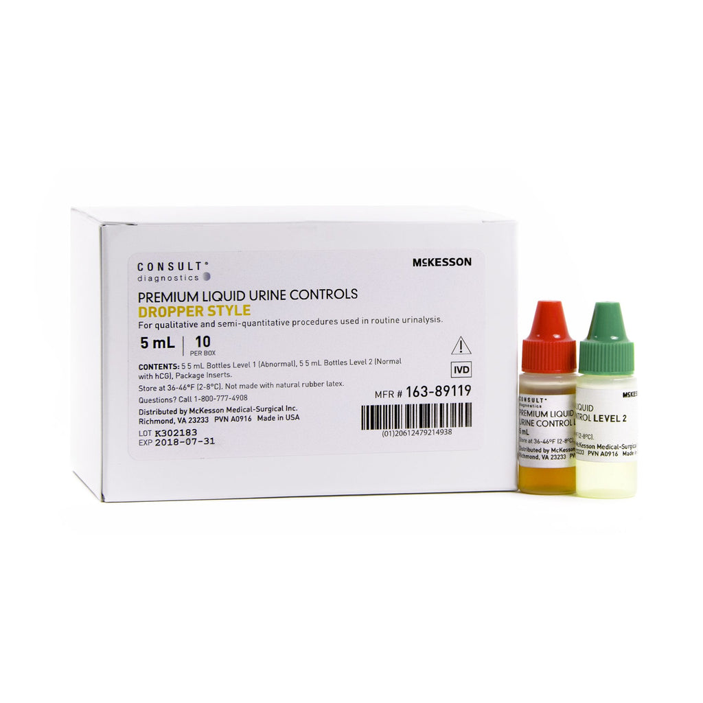 McKesson ConsultÂ¨ Premium Liquid Urine Dropper Controls, 2 Levels