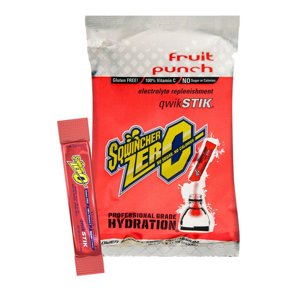 SqwincherÂ® Quik StikÂ® Zero Fruit Punch Electrolyte Replenishment Drink Mix, 0.11 oz. Individual Packet