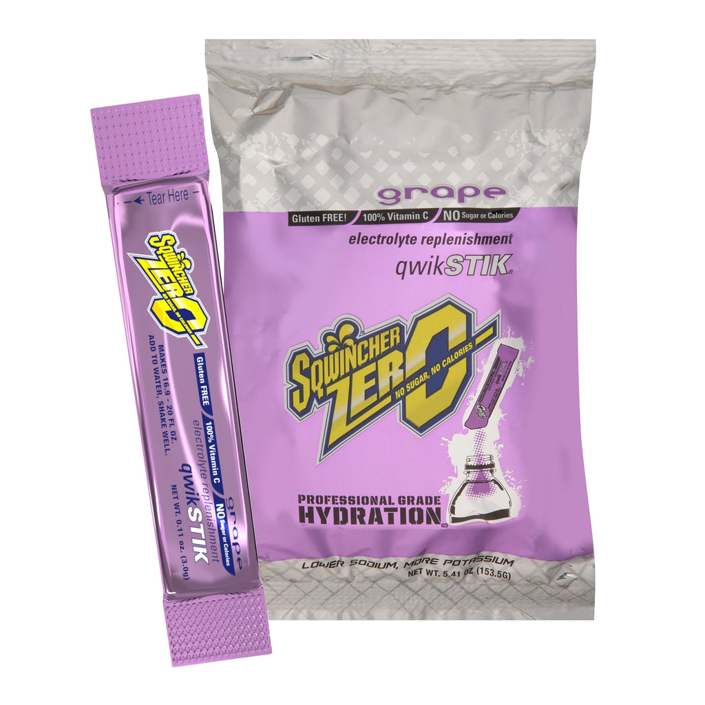 SqwincherÂ® Quik StikÂ® Zero Grape Electrolyte Replenishment Drink Mix, 0.11 oz. Individual Packet