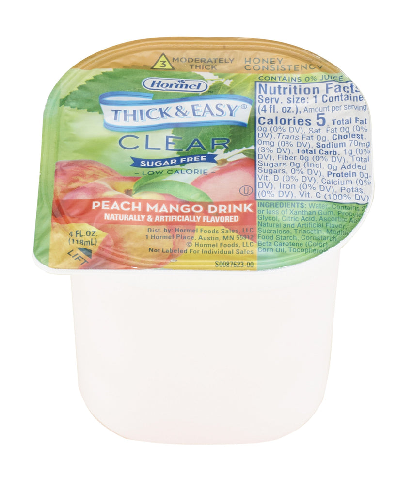 Thick & EasyÂ® Clear Honey Consistency Sugar-Free Peach Mango Thickened Beverage, 4 oz. Cup