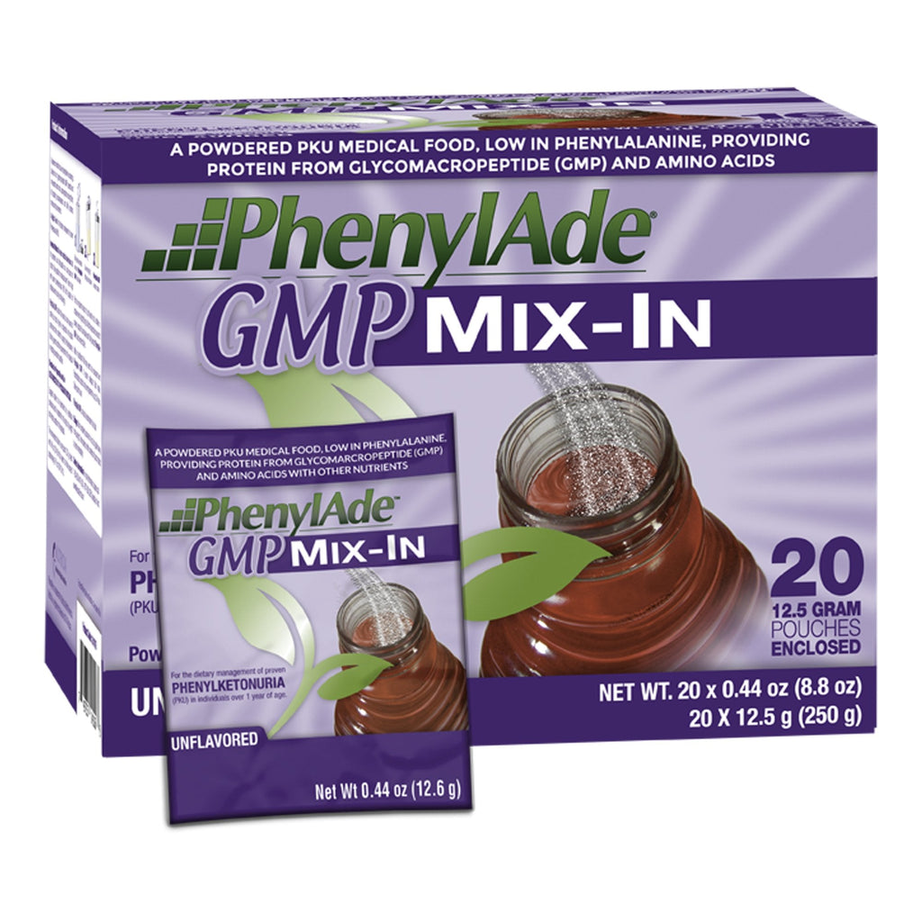 PhenylAdeÂ® GMP Mix-In Unflavored PKU Oral Supplement, 12.5 Gram Individual Packet