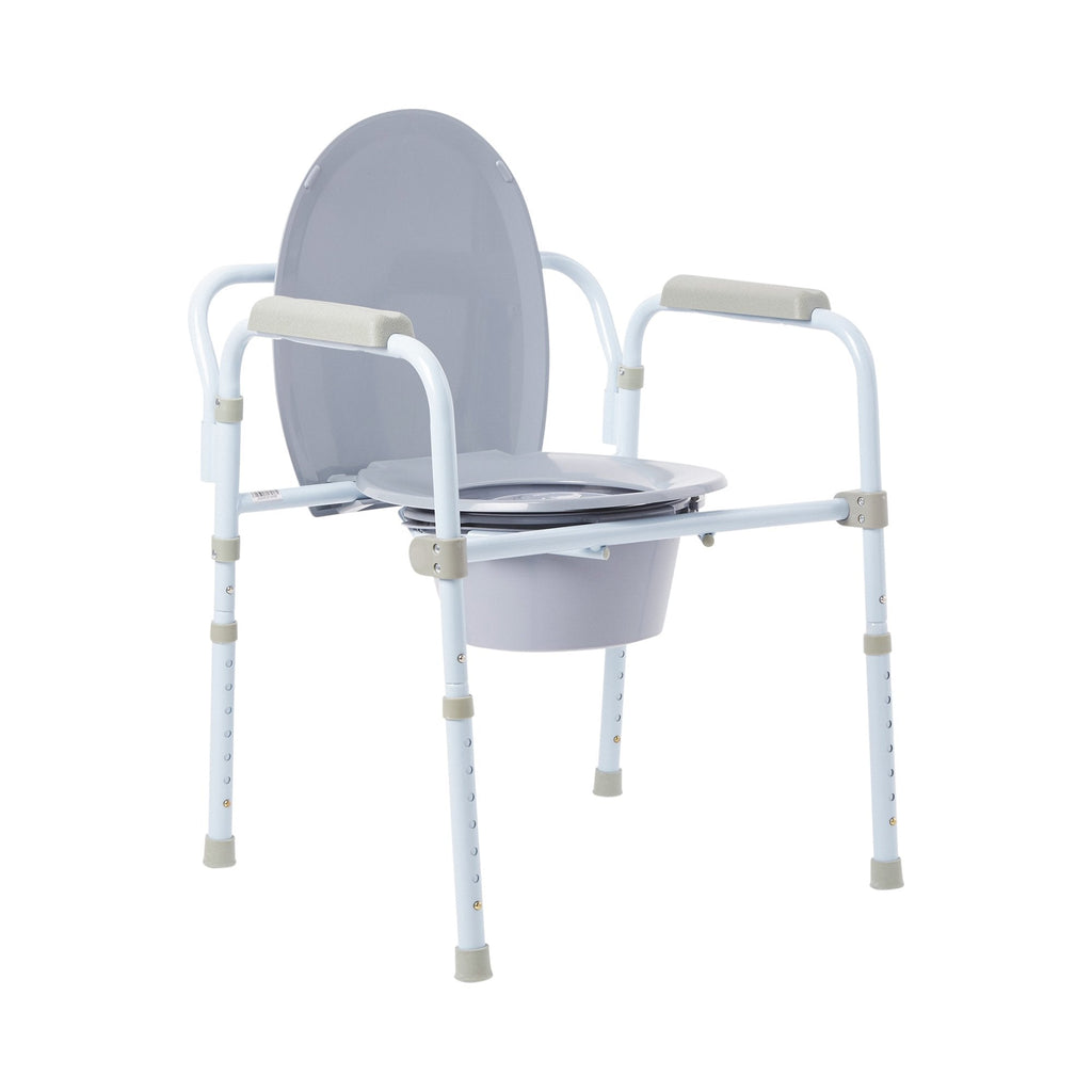 McKesson Folding, Fixed Arm, Steel Commode Chair, 17 Ã 23 Inch