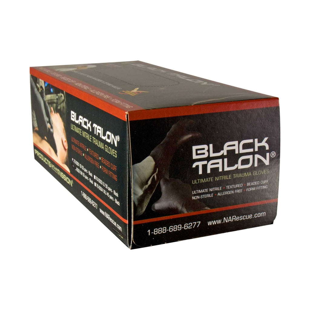 Black TalonÂ¨ Nitrile Extended Cuff Length Exam Glove, Medium, Black