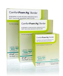 ComfortFoam/Agâ„¢ Border Silver Foam Dressing, 6 x 6 Inch