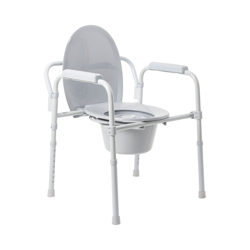 McKesson Folding Fixed Arm Steel Commode Chair, 15_ Ã 21_ Inch