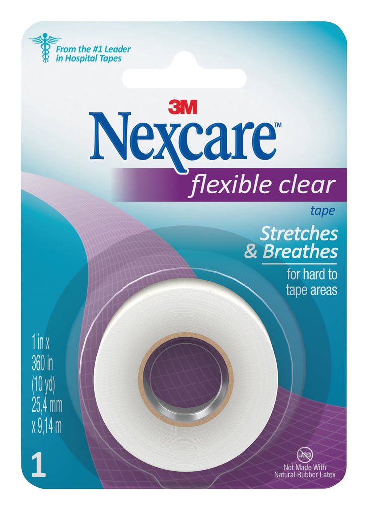 3Mâ„¢ Nexcareâ„¢ Flexible Stretchy Fabric Medical Tape, 1 Inch x 10 Yard, Clear