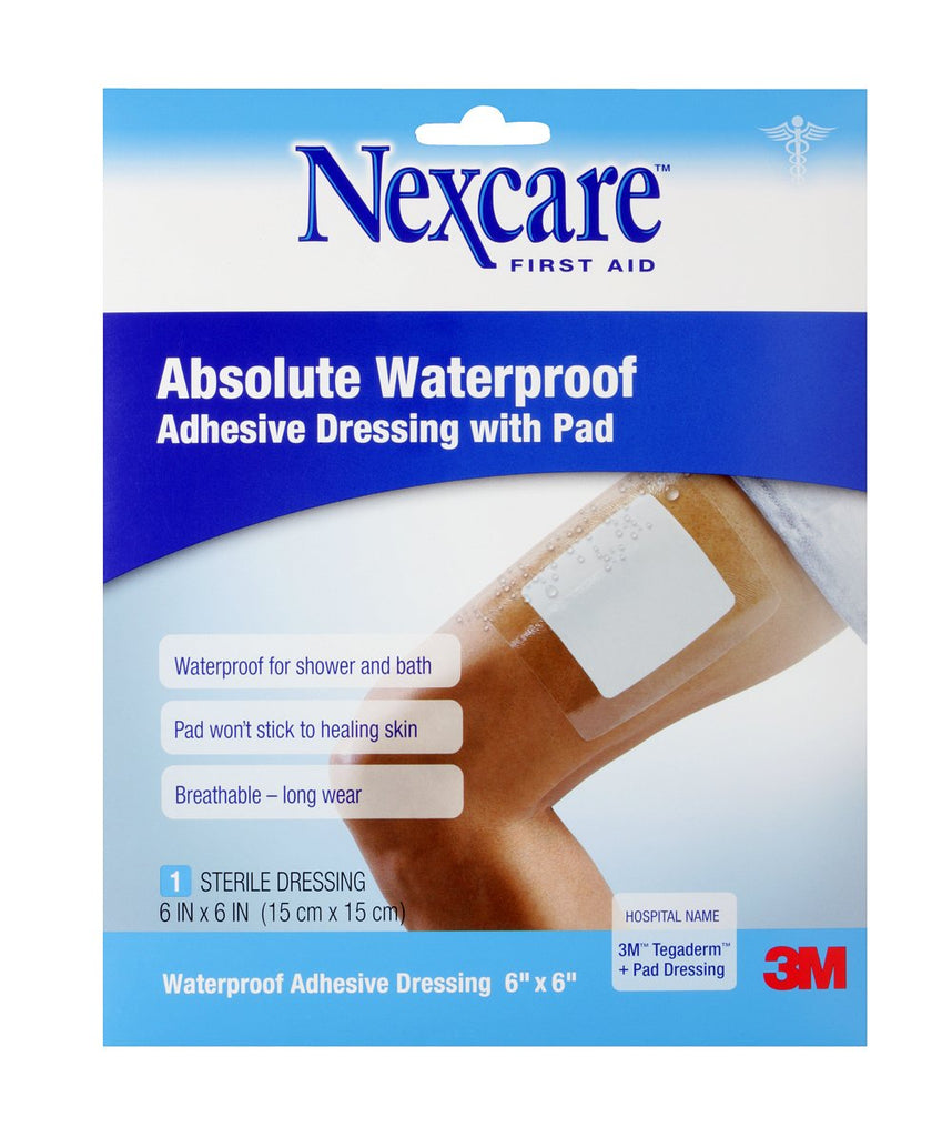 NexcareÂª Absolute Waterproof Clear Adhesive Dressing, 6 x 6 Inch