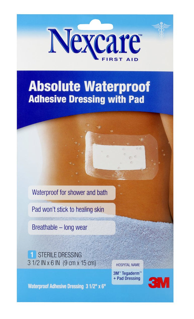 NexcareÂª Absolute Waterproof Clear Adhesive Dressing, 3-1/2 x 6 Inch
