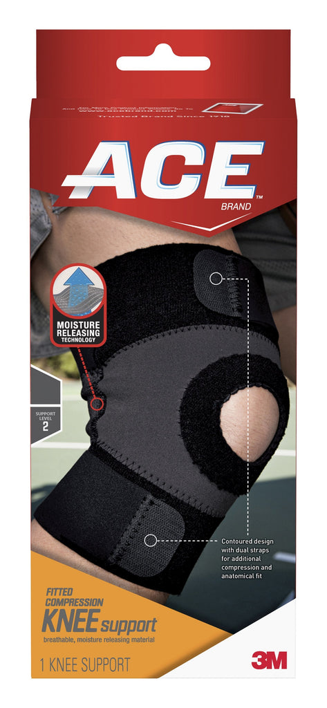 3Mâ„¢ Aceâ„¢ Moisture Control Knee Support, Left or Right Knee, Black, Large