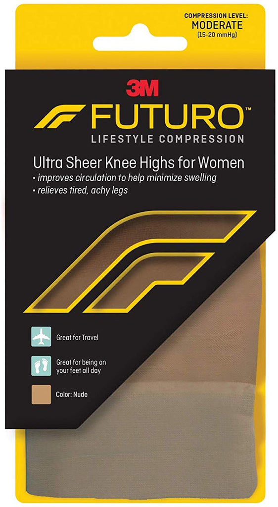3M FUTURO Ultra Sheer Knee Highs for Women, Nude, Medium