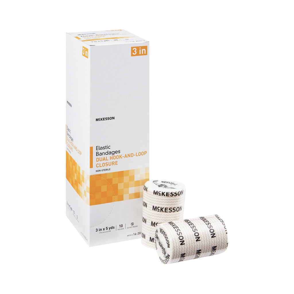 McKesson Elastic Bandage, Dual Hook-and-Loop Closure, Non-sterile, 3" x 5 yds