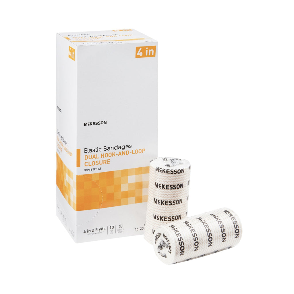 McKesson Elastic Bandage, Dual Hook-and-Loop Closure, Non-sterile, 4" x 5 yds
