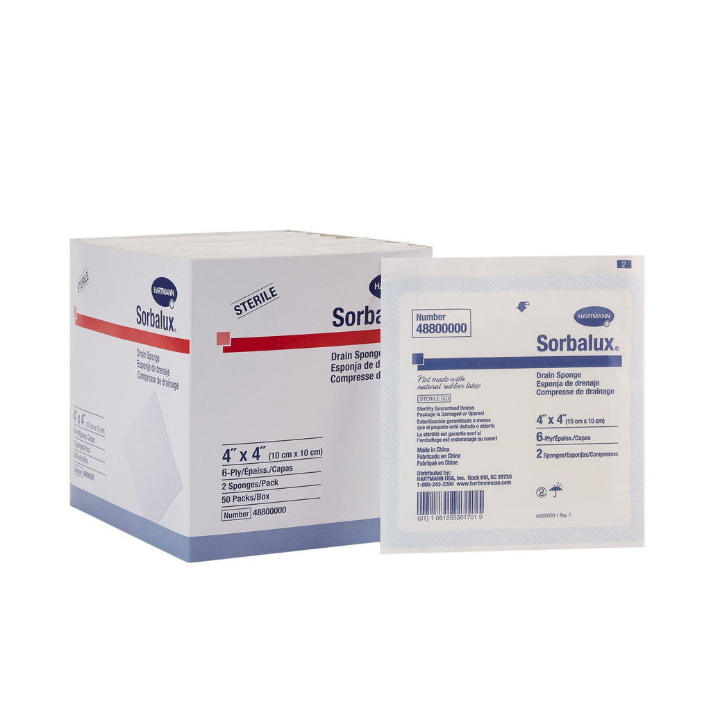 SorbaluxÂ® All-Purpose Drain & I.V. Cover Sponges, 4 x 4 inch