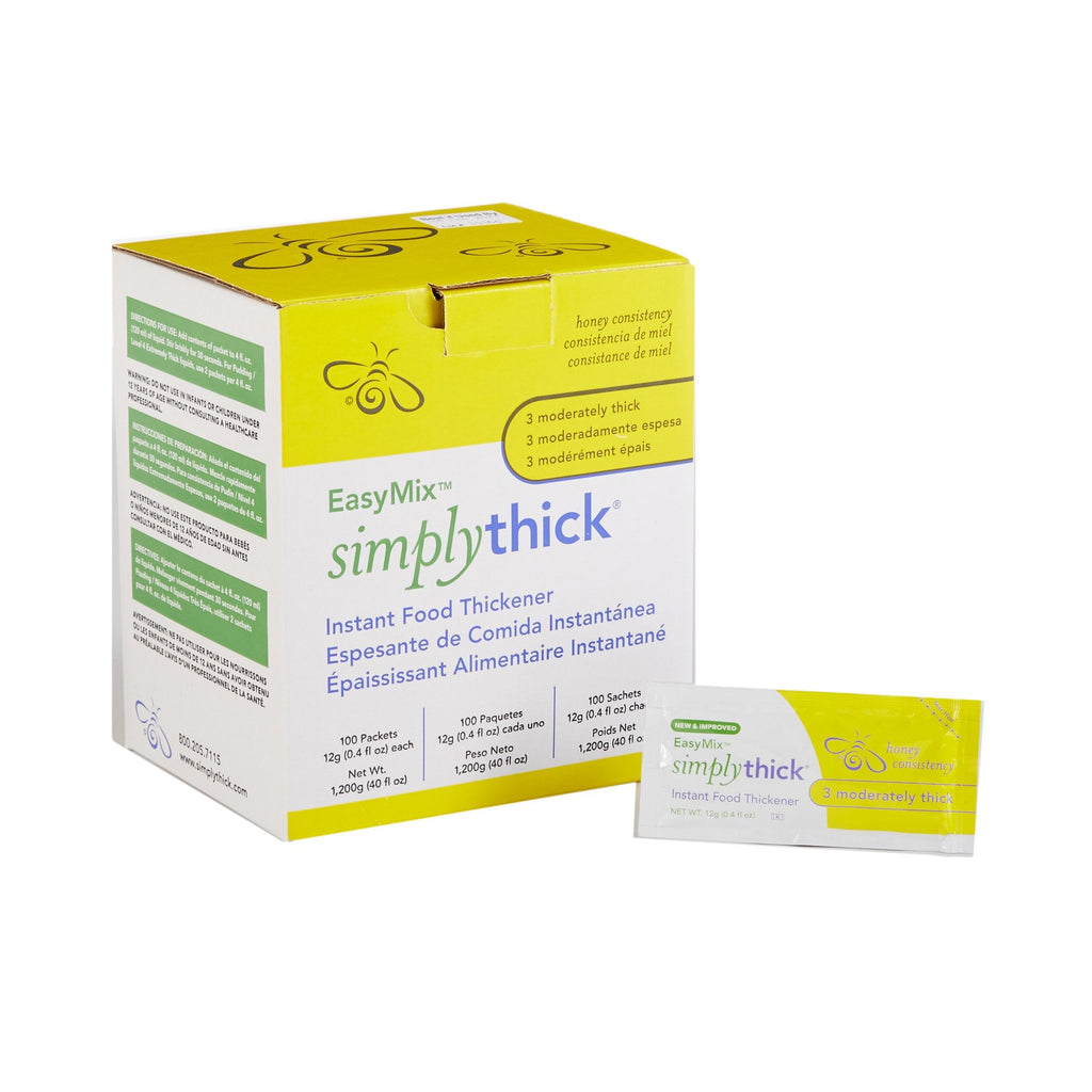 EasyMix SimplyThick Food Thickener, Individual Packet, Unflavored, Honey Consistency, 12 Grams