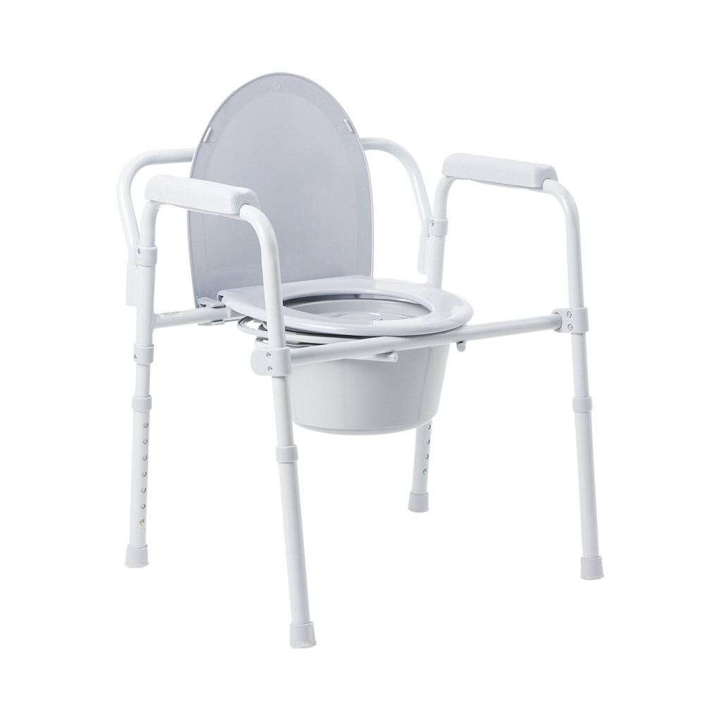 McKesson Folding Fixed Arm Steel Commode Chair, 16-3/5 Ã 22_ Inch