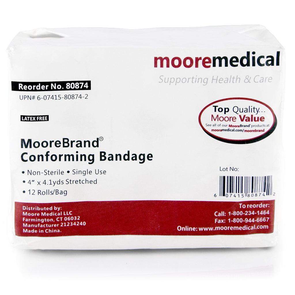 MooreBrandÂ® Nonsterile Conforming Bandage Roll, 4 Inch x 4-1/10 Yard