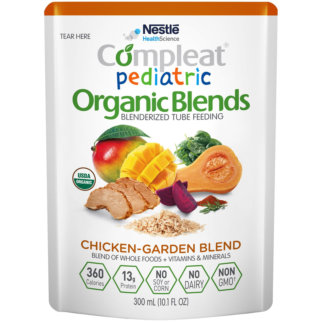 CompleatÂ® Pediatric Organic Blends, Tube-Feeding Formula/Oral Supplement, Chicken-Garden Flavor, Organic, Non-GMO, 10.1 oz.