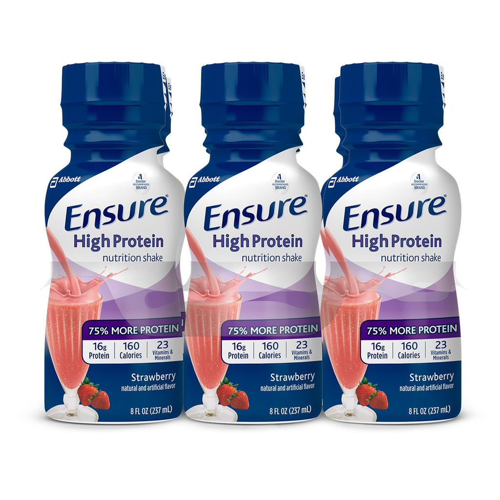 EnsureÂ® High Protein Strawberry Oral Supplement, 8 oz. Bottle