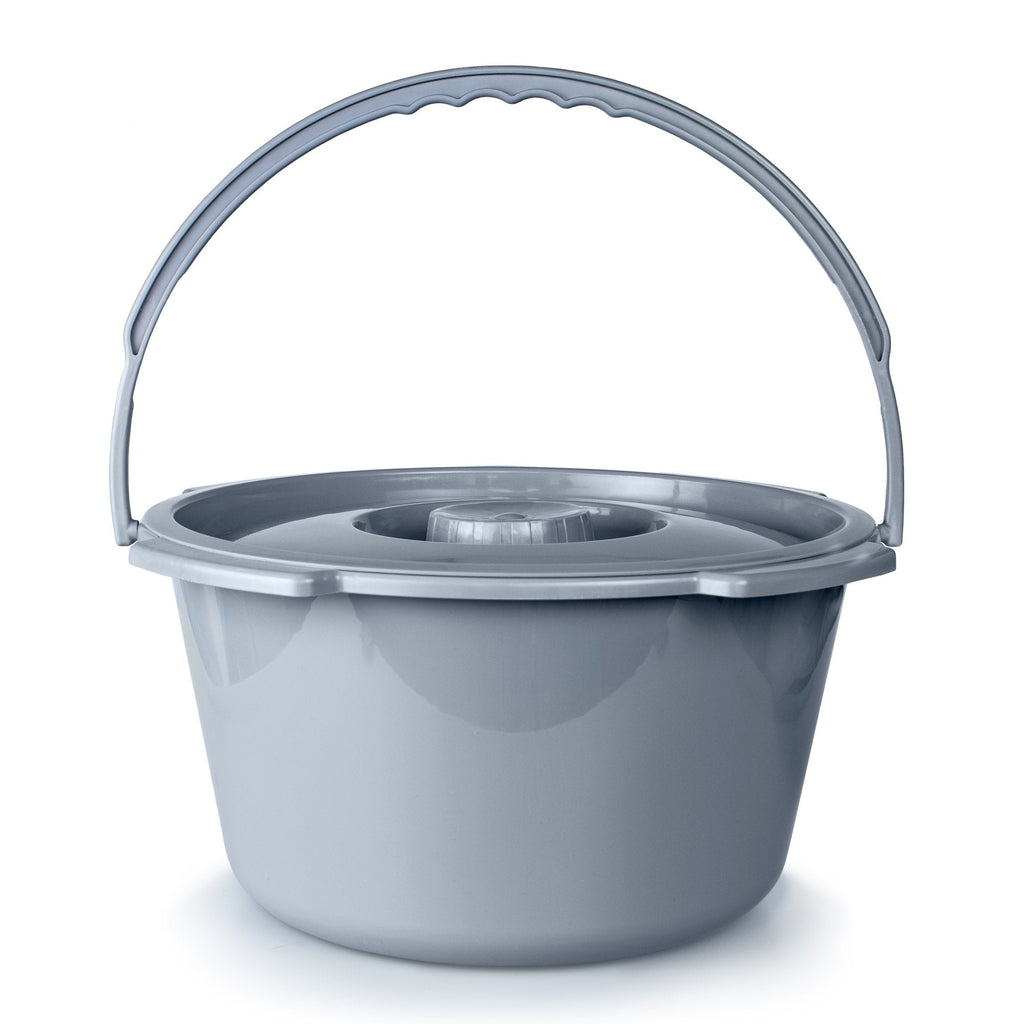 McKesson Commode Bucket With Metal Handle And Cover, 7.5 Quart, Gray