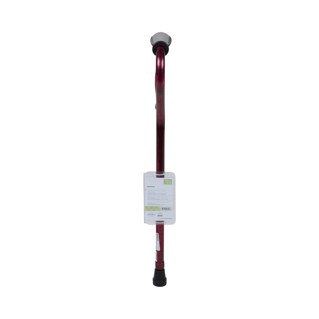 McKesson Red Crackle Print Offset Cane, Aluminum, 30 â€“ 39 Inch Height