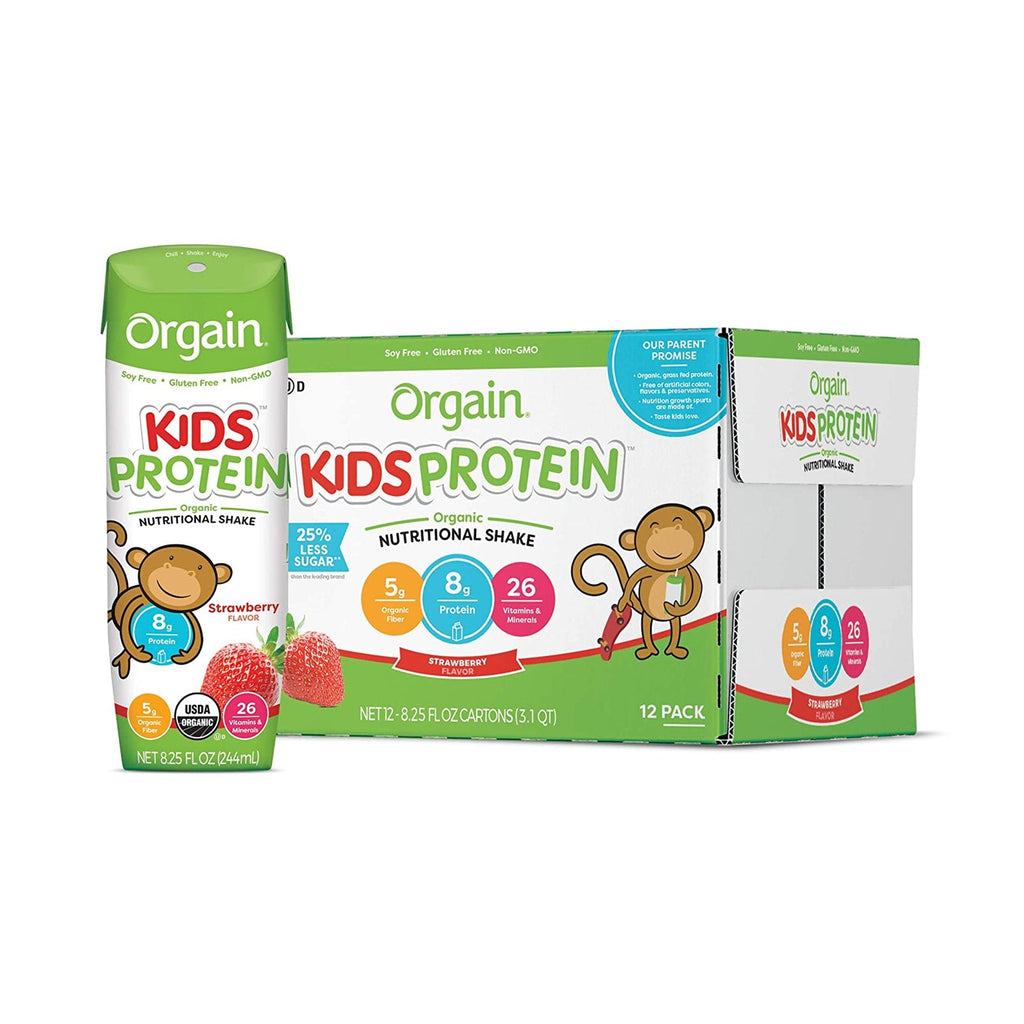OrgainÂ® KidsÂ® Protein Organic Strawberry Pediatric Oral Supplement, 8.25 oz. Carton