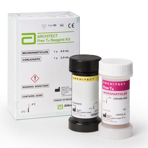 Reagent Kit Architect™ Thyroid / Metabolic Assay Free Thyroxine (T4) For Architect i1000 and i2000 Analyzer 100 Tests R1: 6.6 mL, R2: 5.9 mL