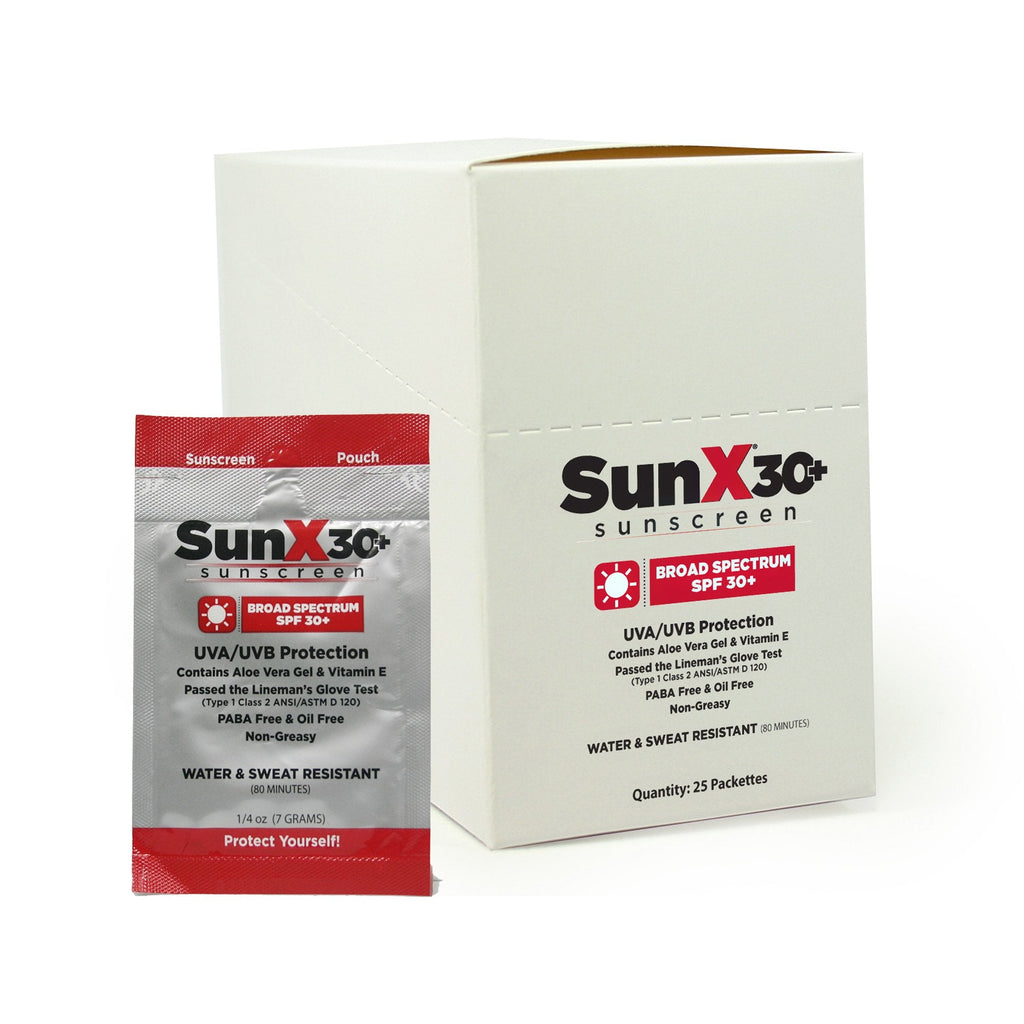 SunXÂ® SPF 30+ Sunscreen with Dispenser Box, Individual Packet