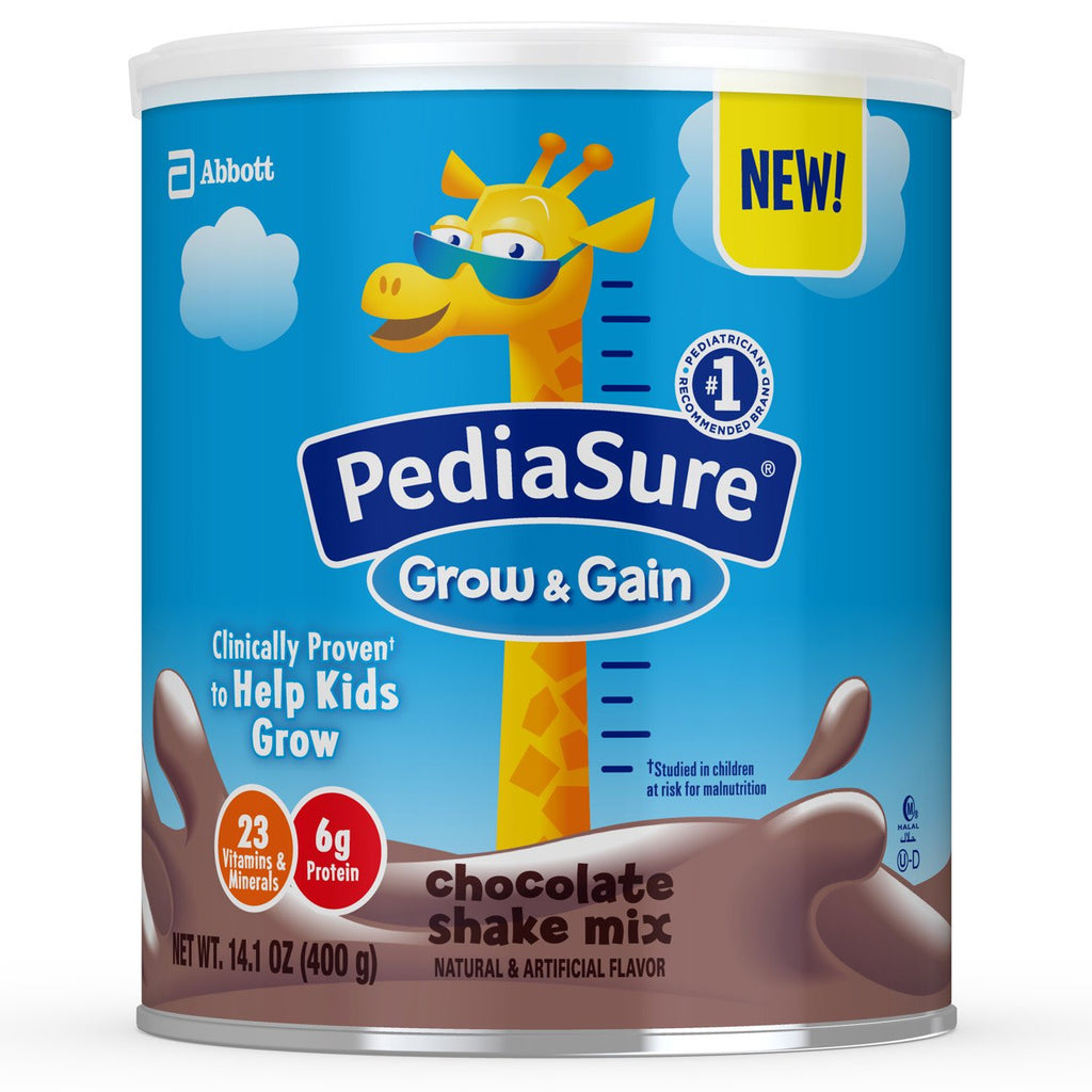 Pediatric Oral Supplement PediaSure® Grow & Gain Shake Mix Chocolate Flavor 14.1 oz. Can Powder
