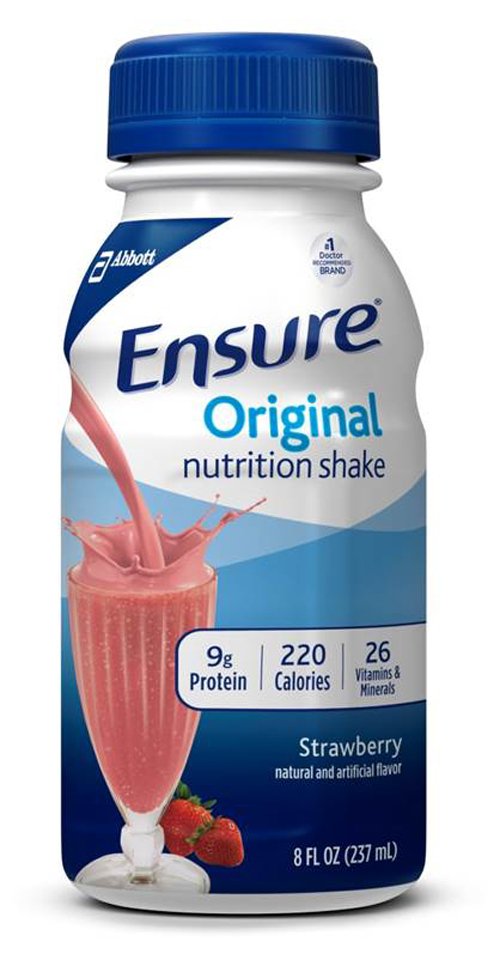 Oral Supplement Ensure® Original Shake Strawberry Flavor Ready to Use 8 oz. Bottle