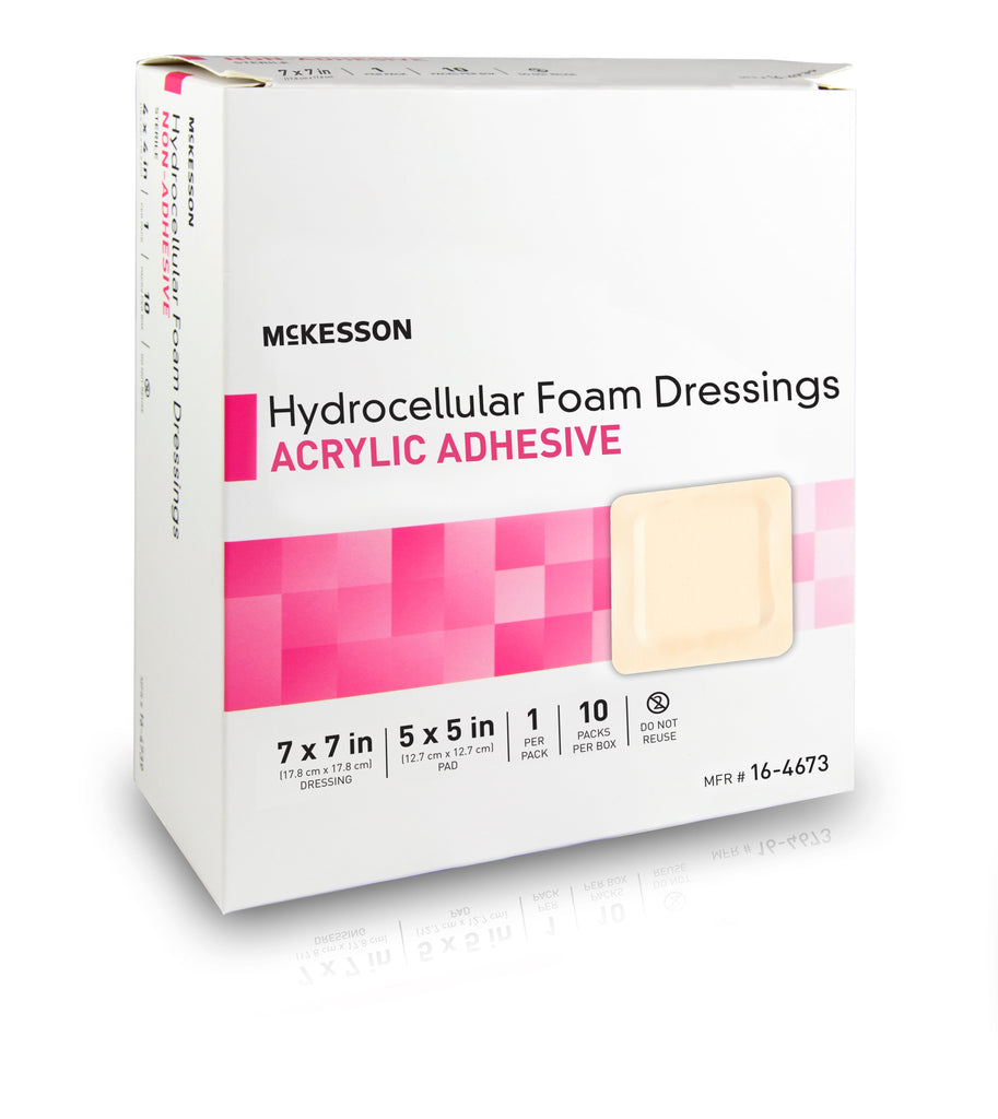 McKesson Acrylic Adhesive with Border Foam Dressing, 7 x 7 Inch