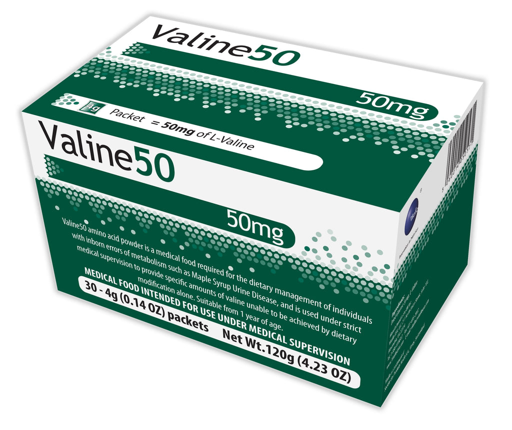 Valine 50 Unflavored MSUD Oral Supplement, 4 Gram Individual Packet