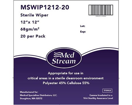 Cleanroom Wipe McKesson ISO Class 5 White Sterile Polyester / Cellulose 12 X 12 Inch Disposable