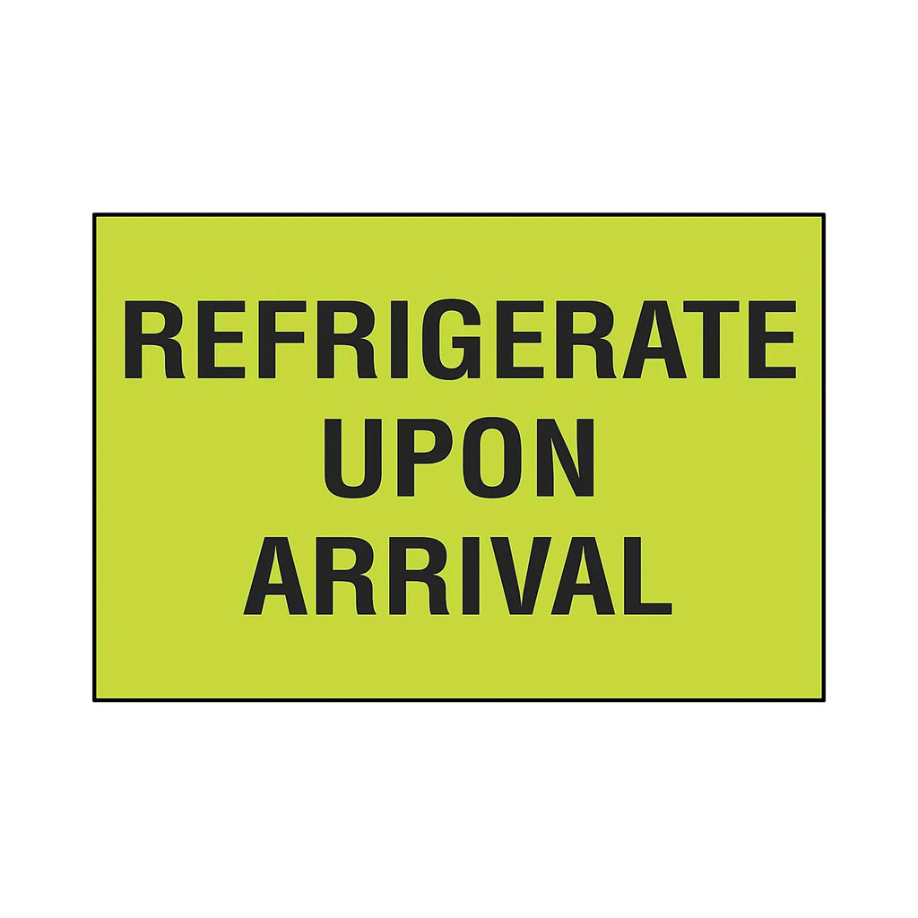 Uline "Refrigerate Upon Arrival" label, 2 x 3 Inch