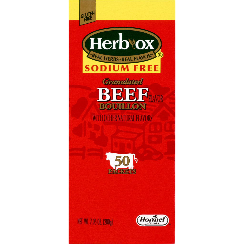 Herb-OxÂ® Beef Bouillon Sodium Free Instant Broth, 50 Packets per Box