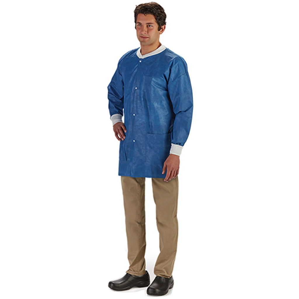 Lab Jacket LabMates® Blue X-Large Hip Length Disposable