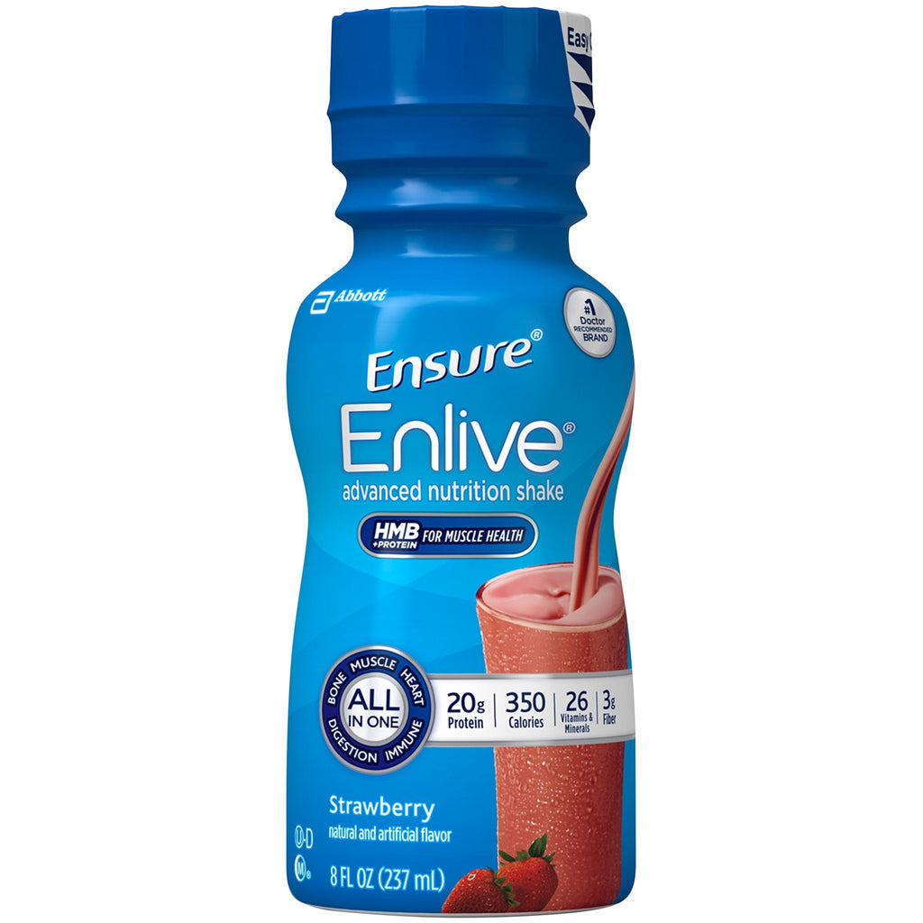 Ensure Enlive Advanced Nutrition Shake, Ready to Use, 8 oz, Strawberry