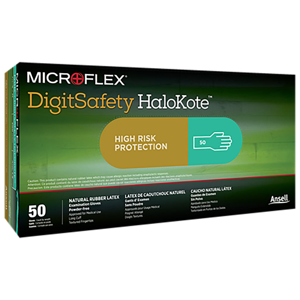 MicroflexÂ® DigitSafety HaloKoteâ„¢ DSK Latex Exam Glove, Small, Green