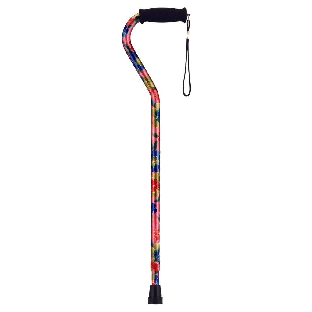 Offset Cane Nova Aluminum 30 to 39 Inch Height Pink Garden Print