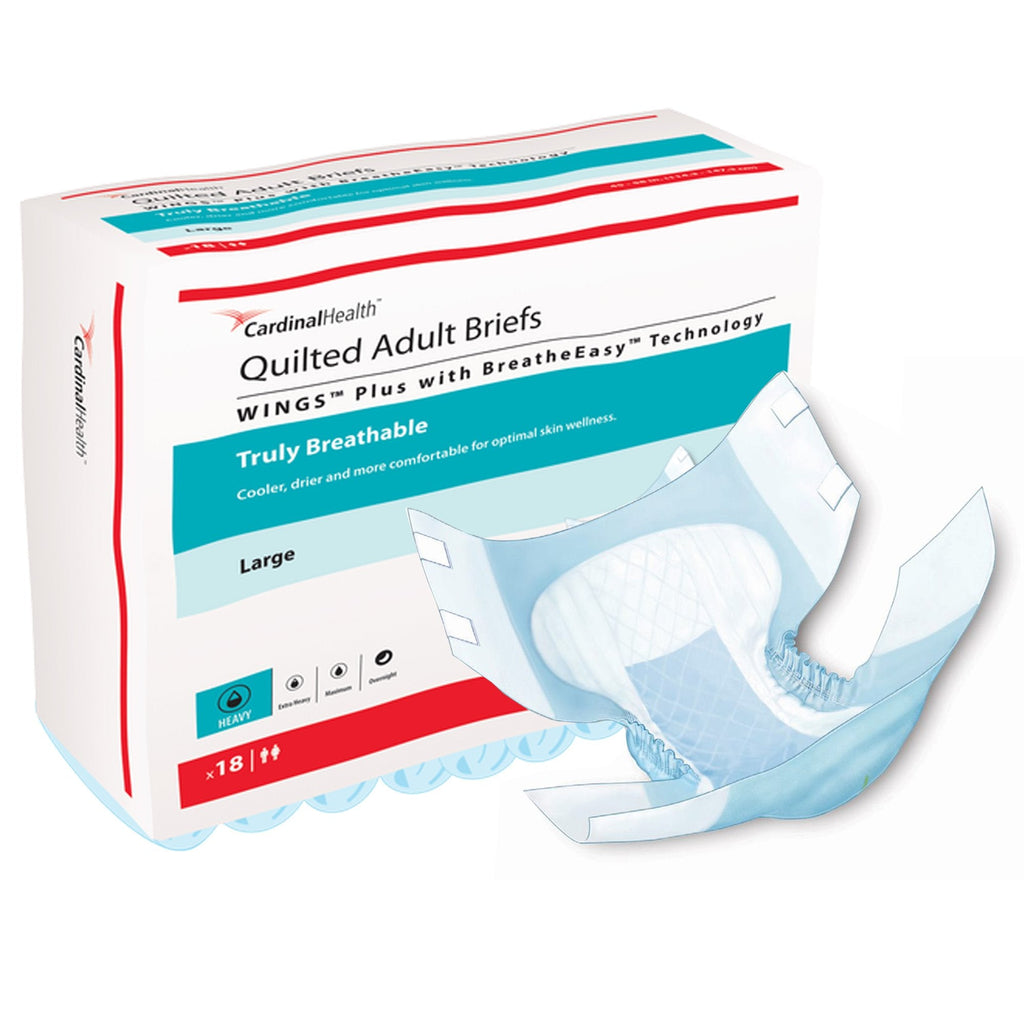 Wingsâ„¢ Quilted Plus with BreatheEasyâ„¢ Technology Incontinence Brief, Large