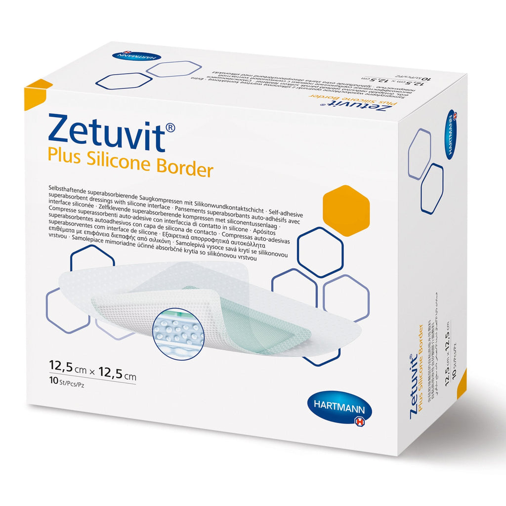 ZetuvitÂ® Plus Silicone Border Super Absorbent Dressing, 8 x 10 Inch