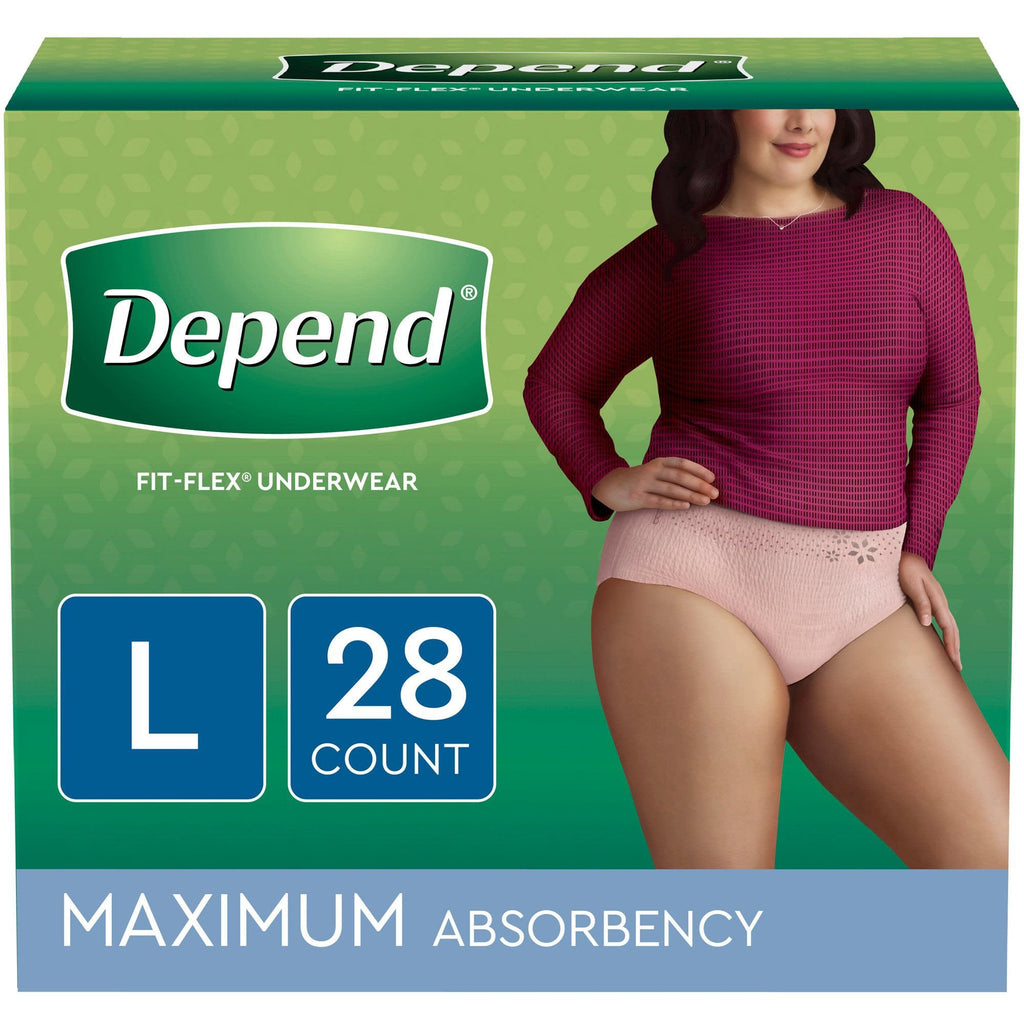 DependÂ® FIT-FLEXÂ® Womens Absorbent Underwear, Large, Blush